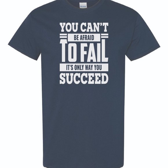 Mens Short Sleeve T-shirt - You Cant Be Afraid - Navy Blue - Picture 2 of 2